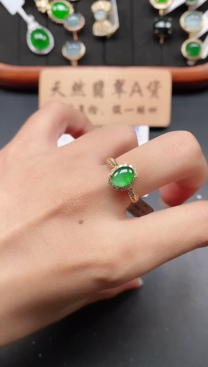 银S925镶嵌戒指翡翠11
