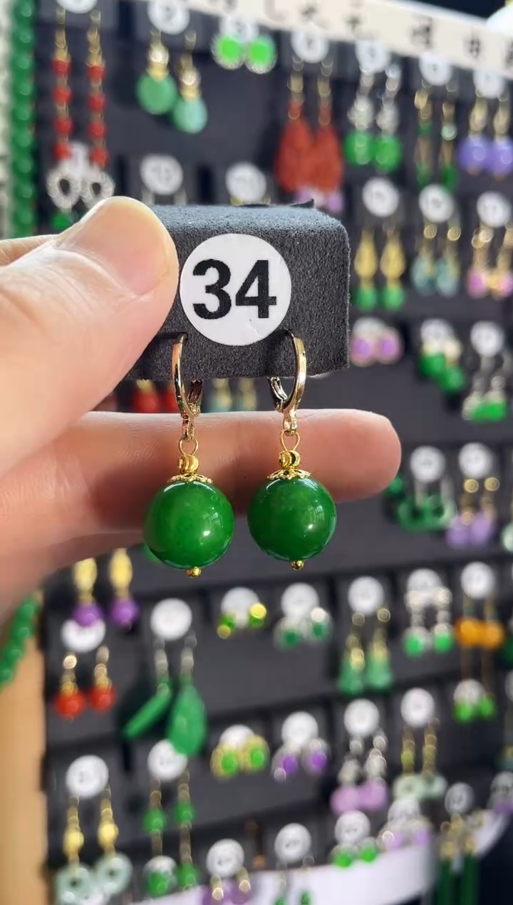 翡翠银S925镶嵌耳饰34.....