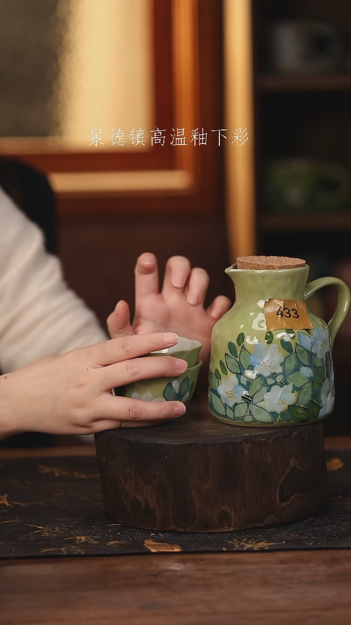 陶瓷 景德镇高温釉下手绘陶瓷@L433@