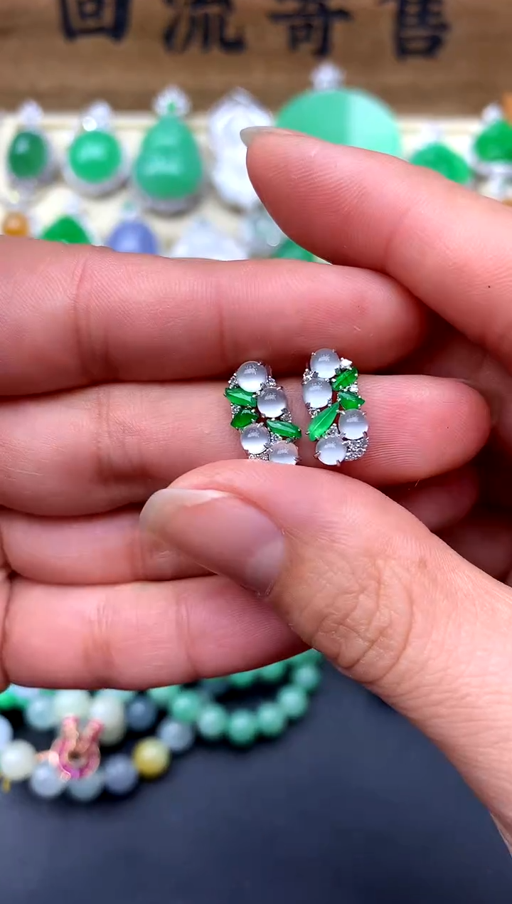 【闪购商品】翡翠耳饰18K金镶嵌210-中国好珍宝