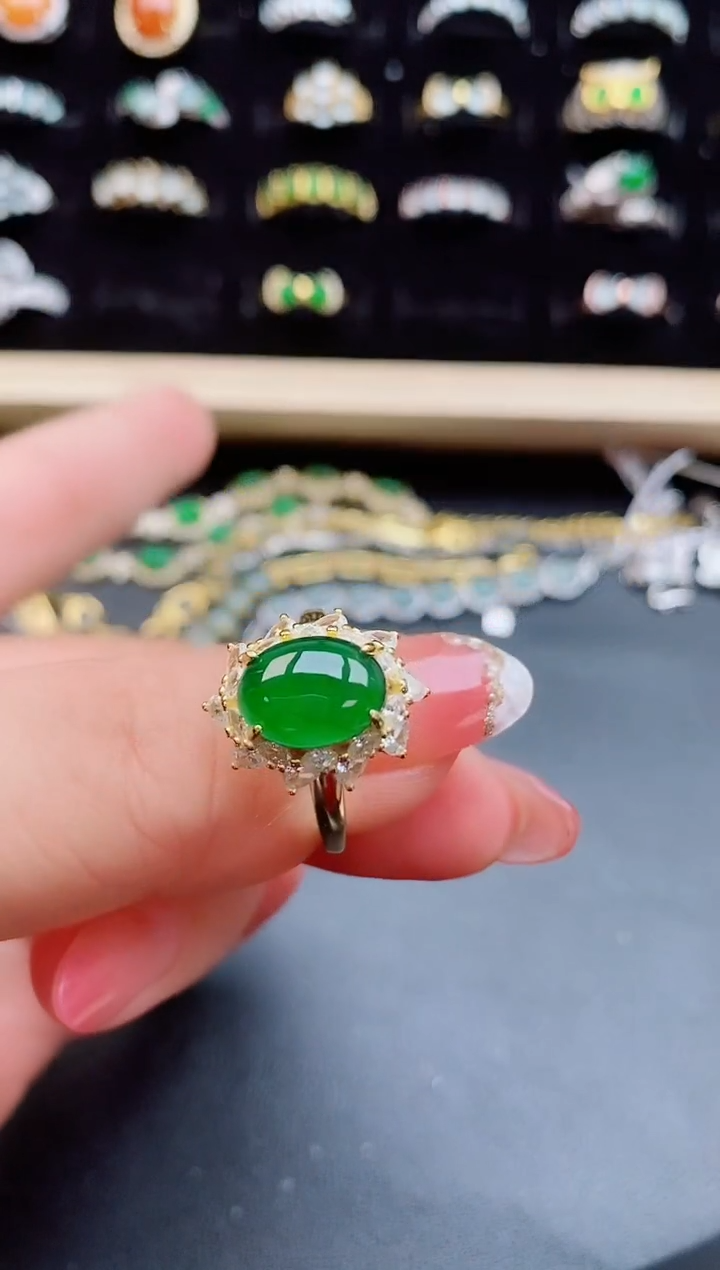 【闪购商品】翡翠戒指银S925镶嵌5085080