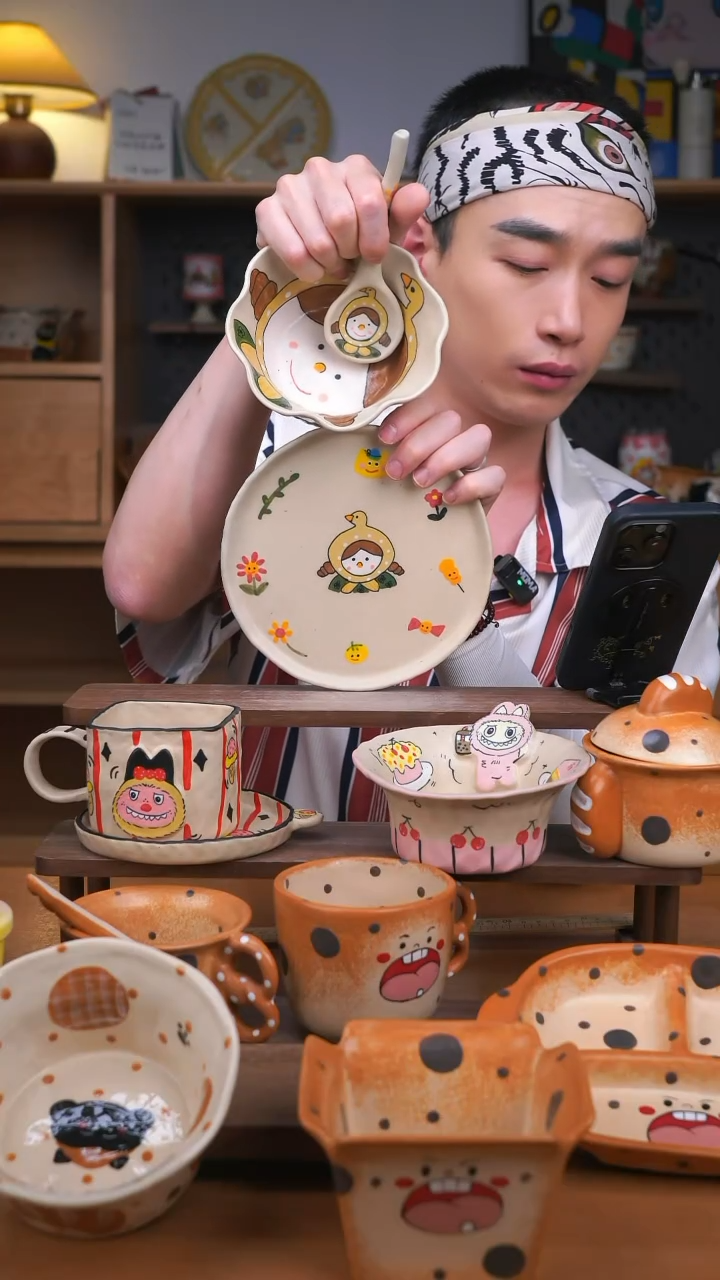 杯子3件套！勺碗盘！景德镇可爱设计师款陶瓷