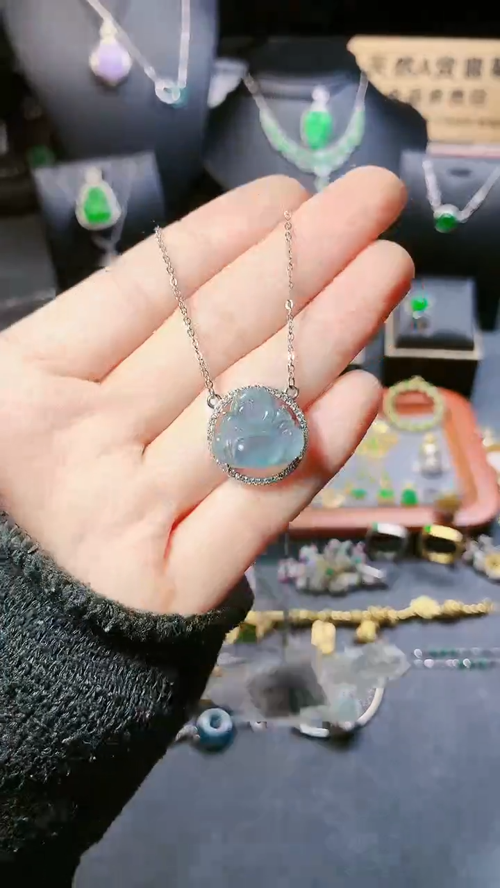 【闪购商品】翡翠项链银S925镶嵌项链