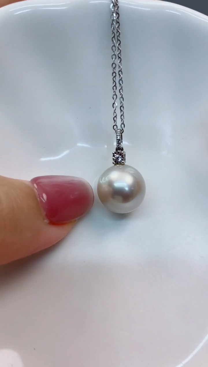 【闪购商品】海水珍珠吊坠(赠链)18K金镶嵌11-12澳白海水珍珠吊坠