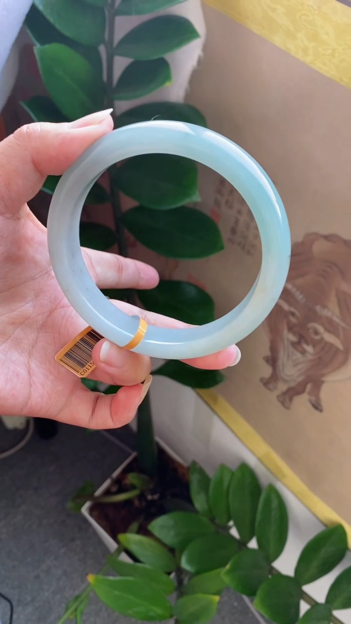 【闪购商品】翡翠手镯未镶嵌（血漏必买）冰胶湖蓝62~63圈口19号