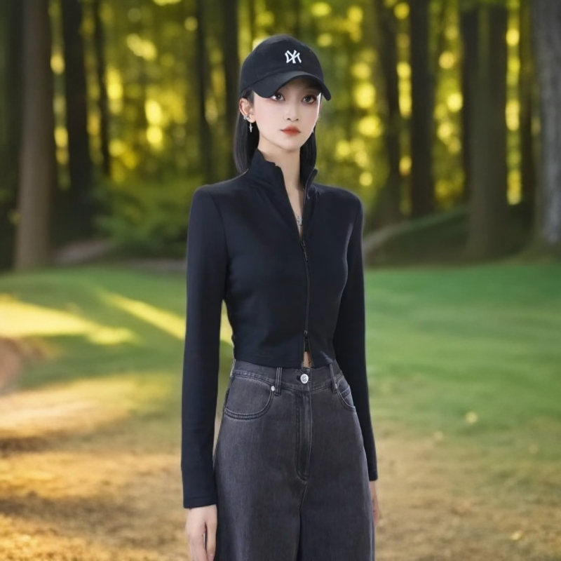 GIRDEAR/哥弟磨毛植绒短款保暖拉链收腰显瘦长袖外套140108