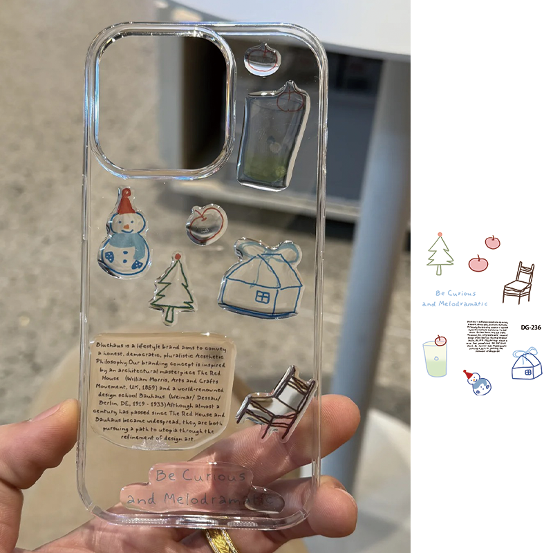 大孔太空雪人立体适用苹果16/5promax手机壳iPhone234女xr/78plus