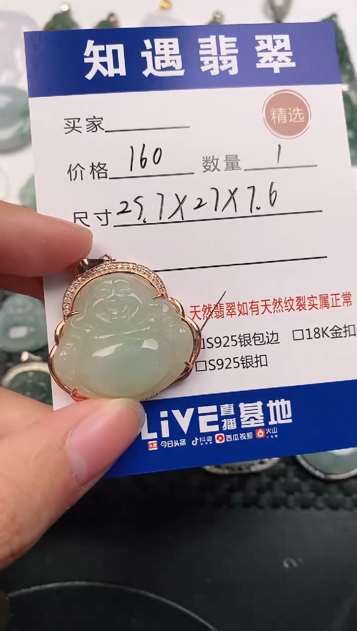 颈饰银S925镶嵌翡翠挂件