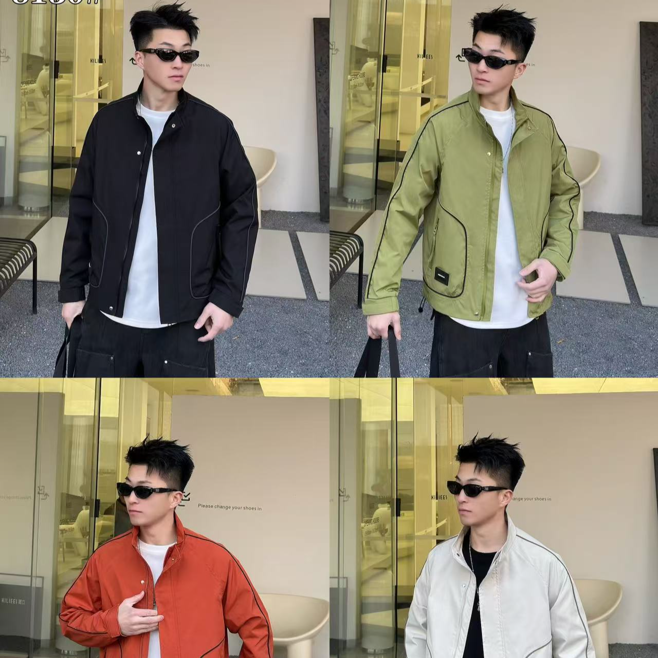 8130春秋新款夹克男士立领洋气简约百搭短款时尚休闲潮流纯色韩版