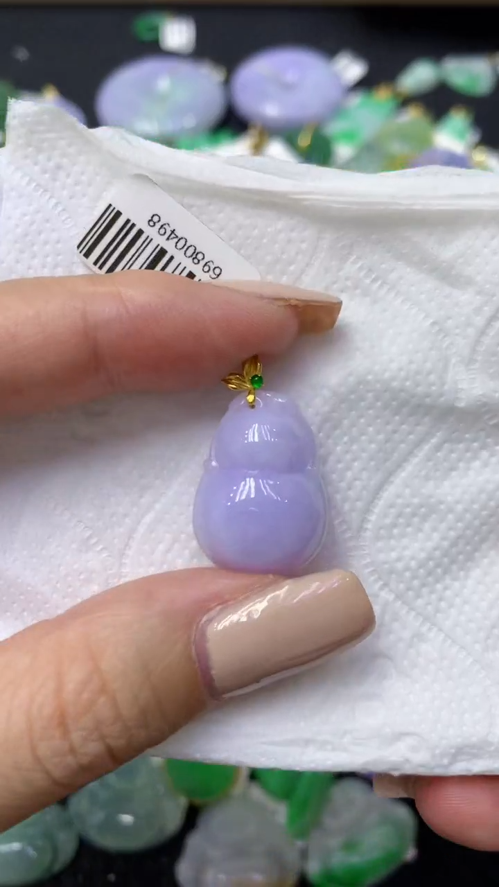 颈饰18K金镶嵌翡翠天然缅甸翡翠A货