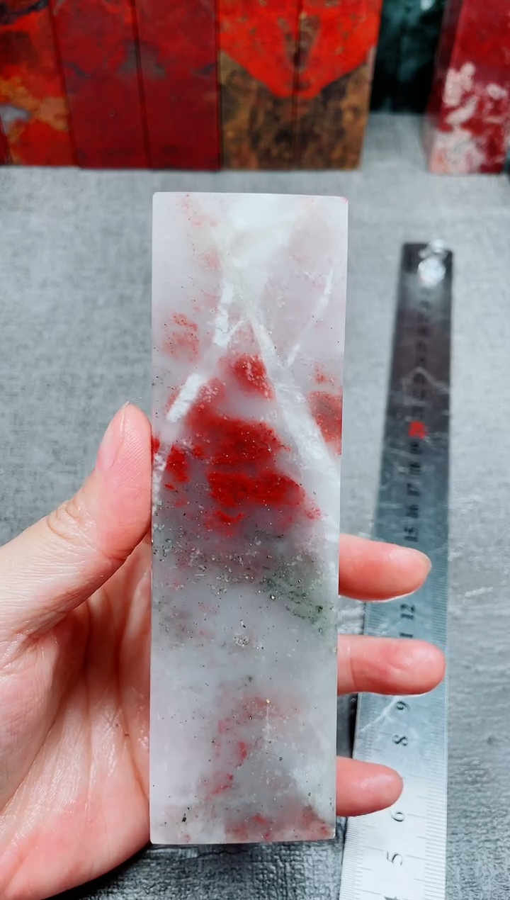 玉桂林鸡血玉素章白红贵妃26