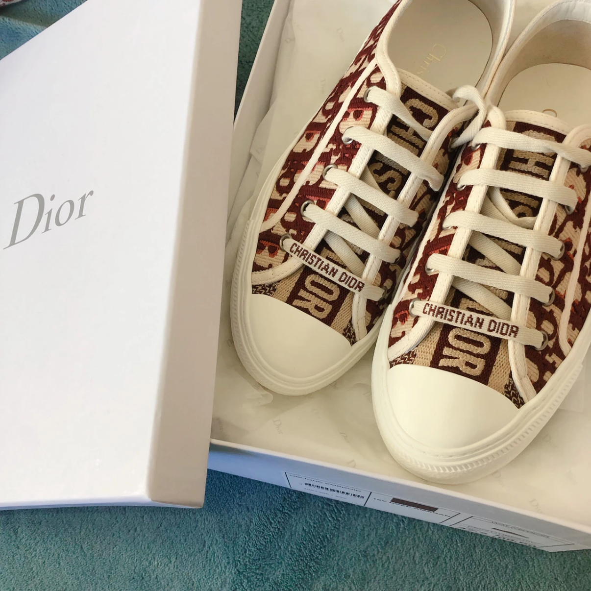 未使用 DIOR/迪奥 迪奥红色字母刺绣板鞋 37.5