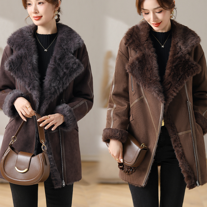 双面穿皮毛一体2024新款爆款绒毛毛女宽松显瘦毛毛外套女冬加绒厚