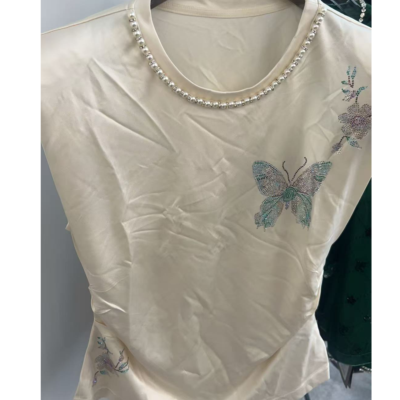 TCH-潮牌中国风重工刺绣烫钻新中式米色提花洋气马甲T72B10E7013