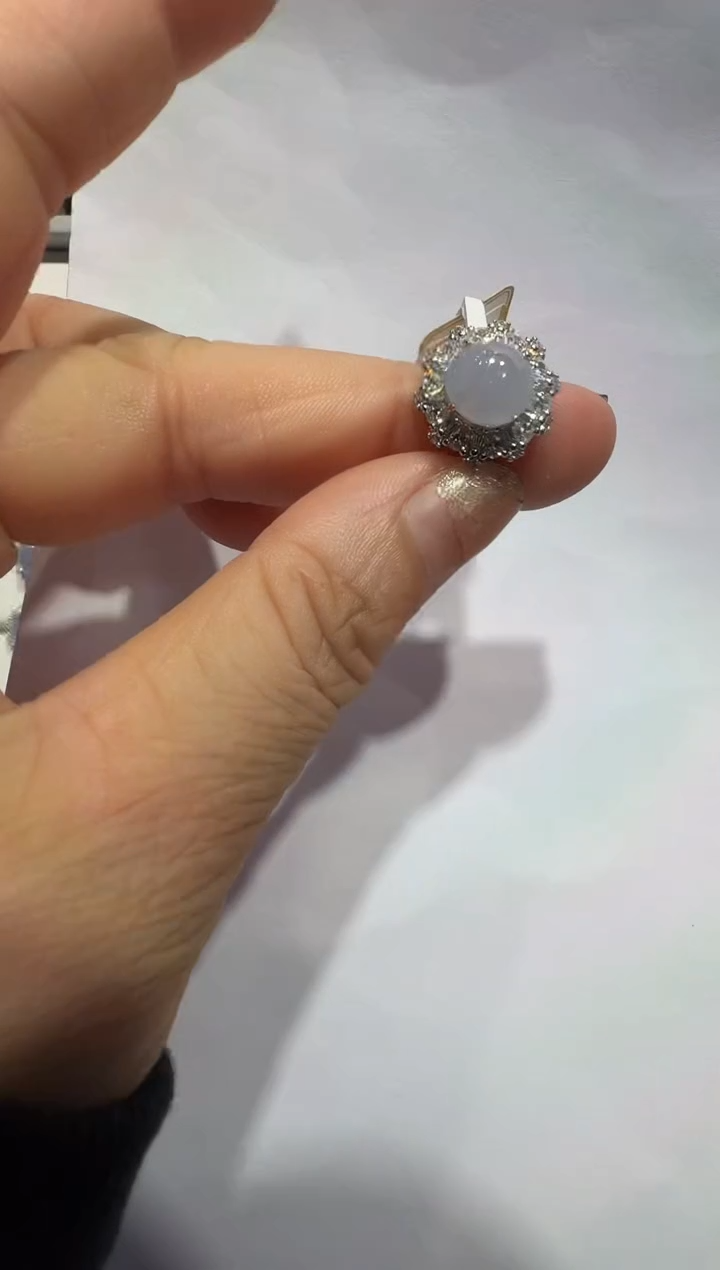 银S925镶嵌戒指翡翠925银镶翡翠戒指镶嵌59