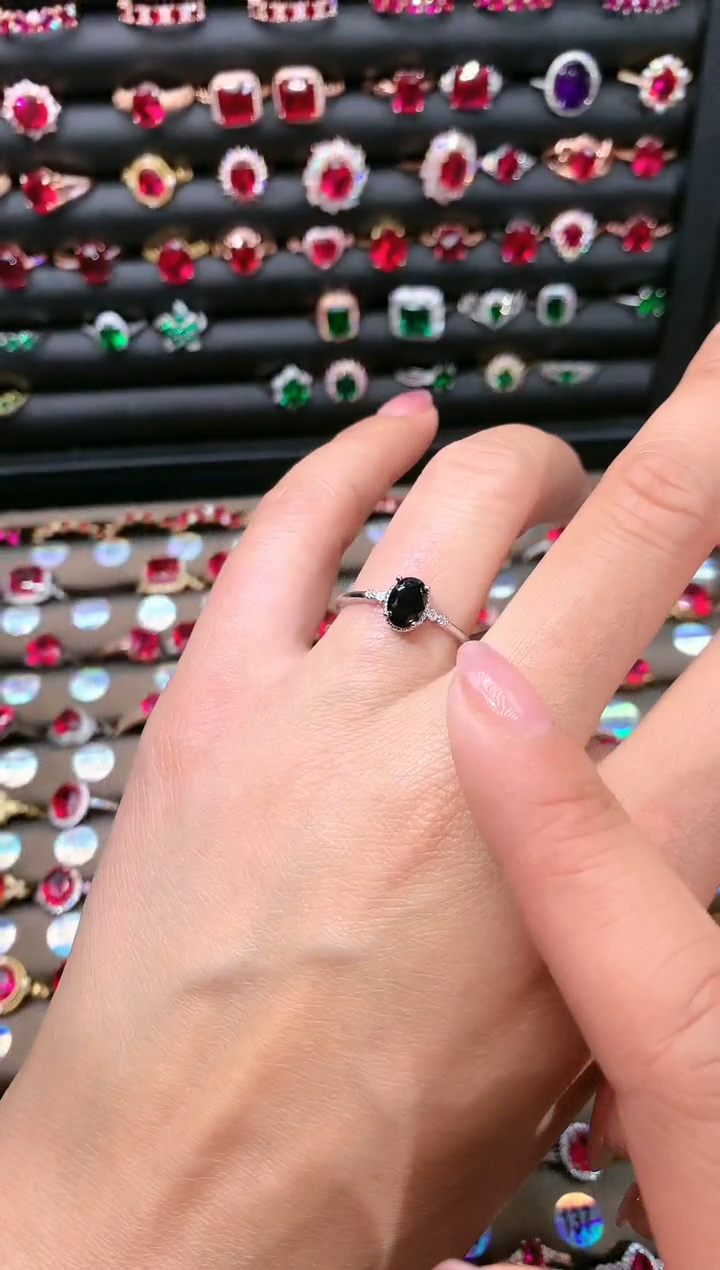 【闪购商品】蓝宝石戒指银S925镶嵌57山蓝