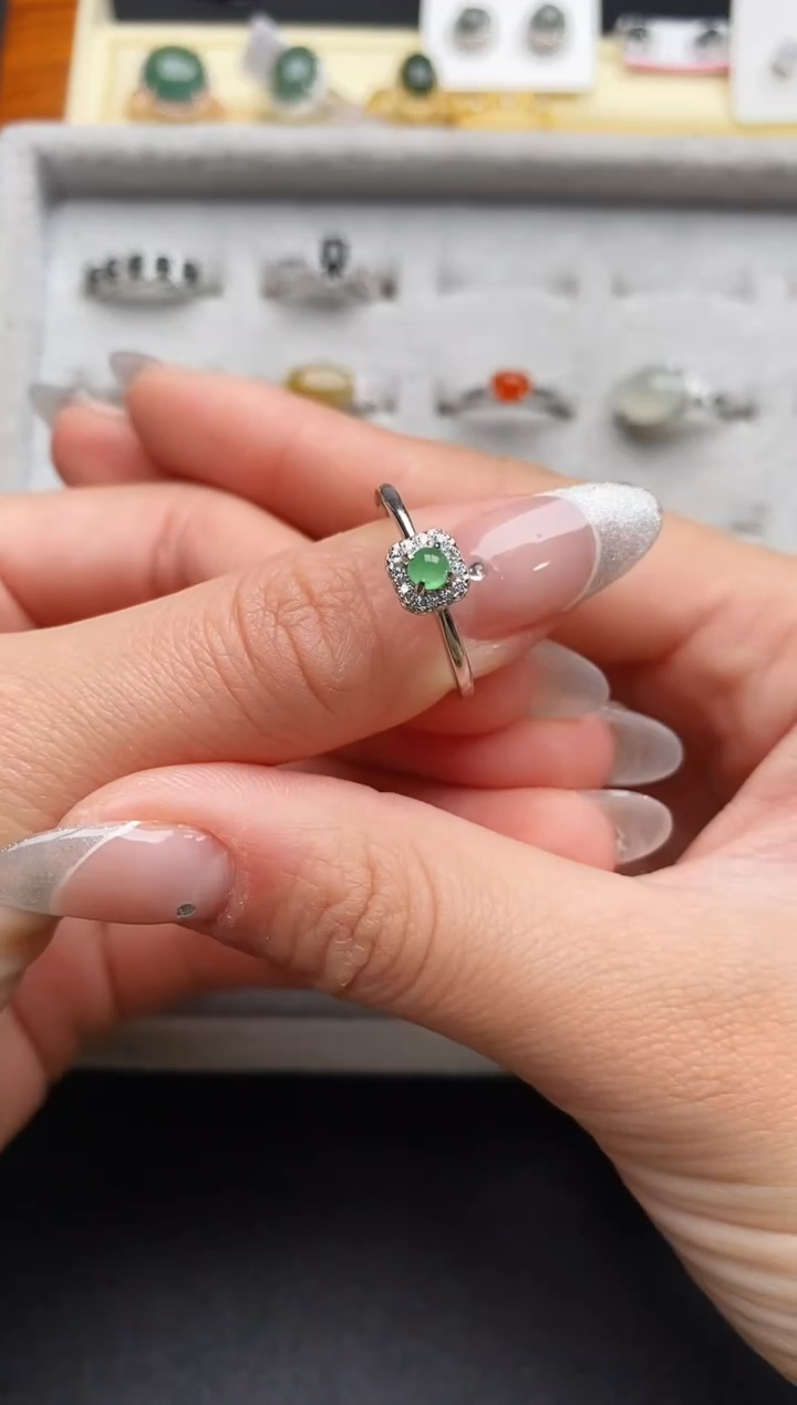 【闪购商品】翡翠戒指银S925镶嵌444444444+3