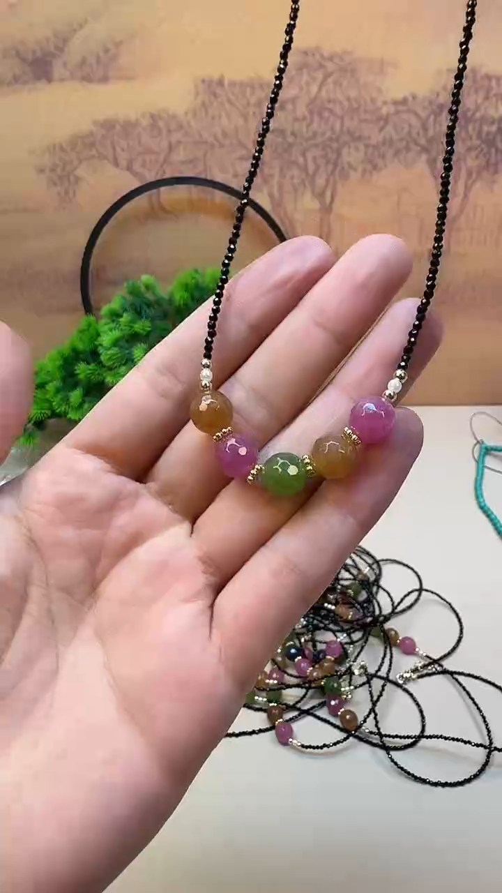 颈饰14K金镶嵌碧玺A110 