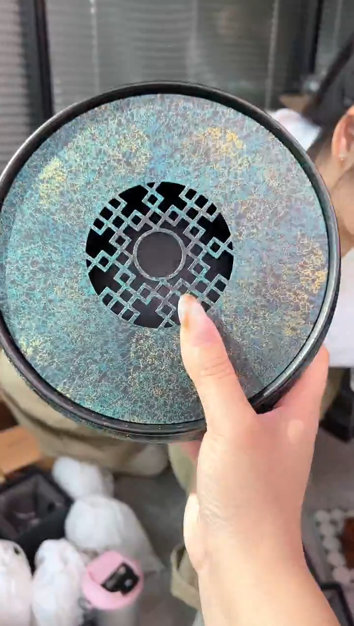 大漆壶承  蓝金         