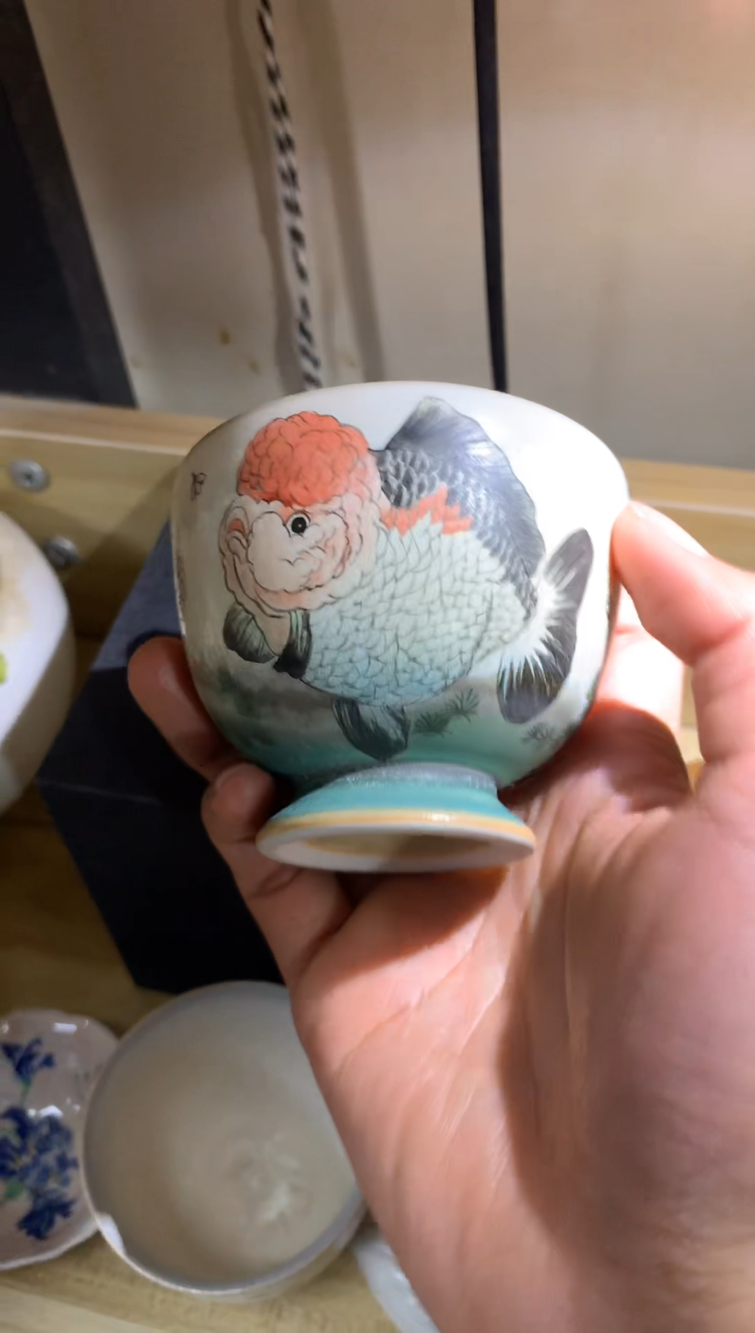 【闪购商品】拾泥手绘兰寿鱼杯