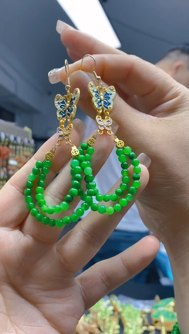 【闪购商品】翡翠耳饰合金453翡翠耳钩