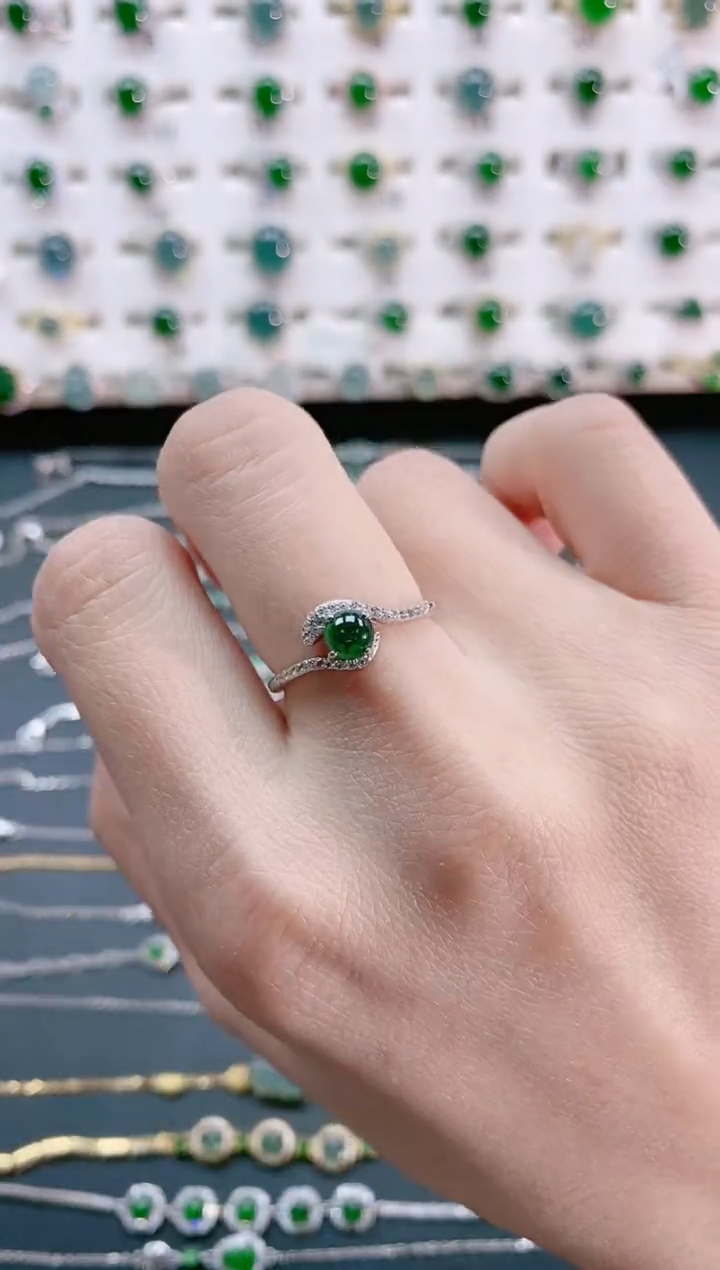 【闪购商品】翡翠戒指银S925镶嵌天然翡翠