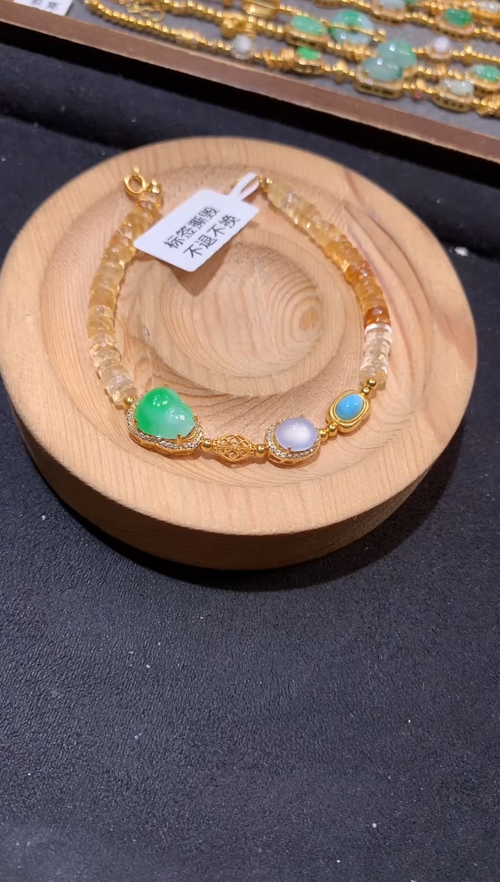 银S925镶嵌手串翡翠手链