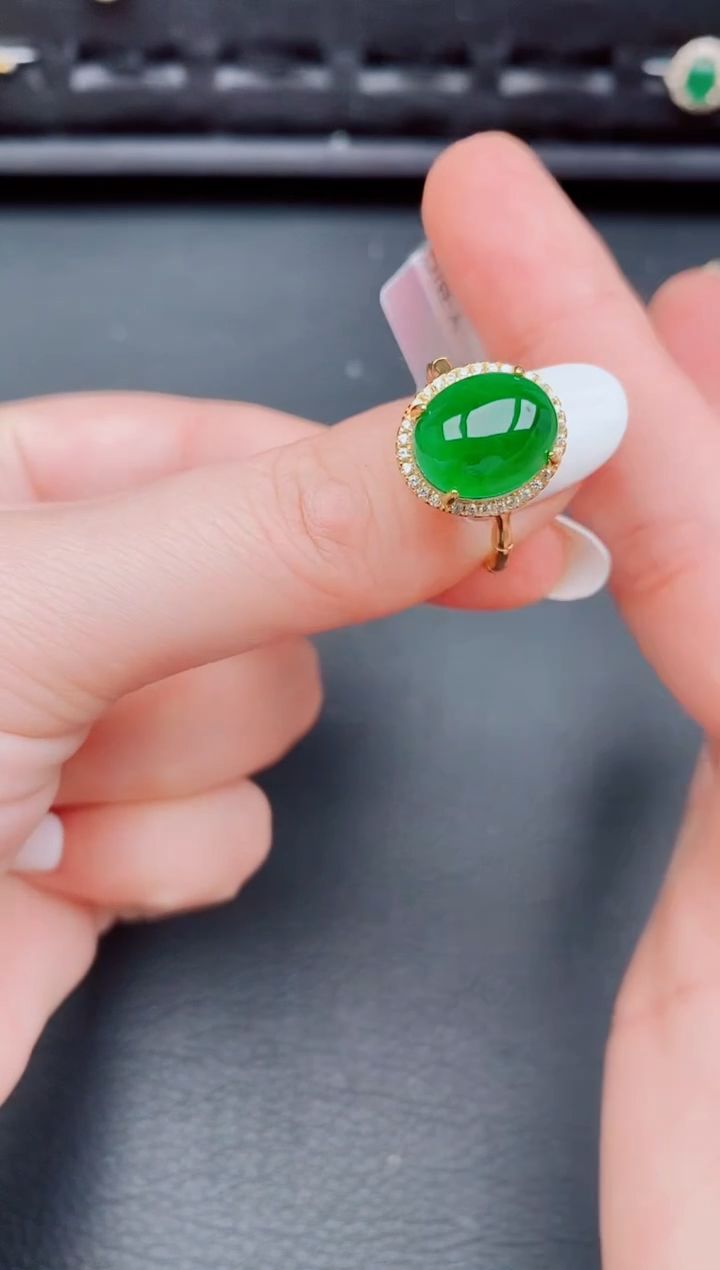 【闪购商品】翡翠戒指银S925镶嵌天然a货翡翠406