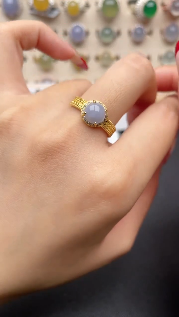 【闪购商品】翡翠戒指银S925镶嵌一物一证一礼盒