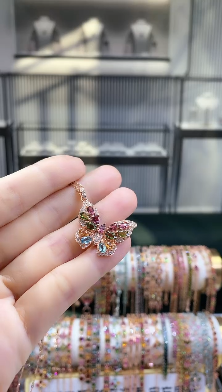 银S925镶嵌吊坠碧玺6666666666