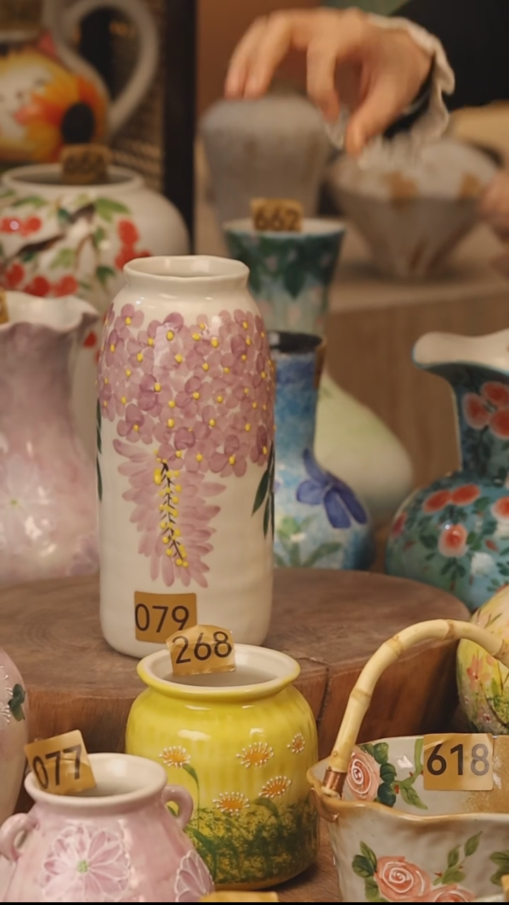 陶瓷景德镇设计师手作花器摆件侘寂风@M079@