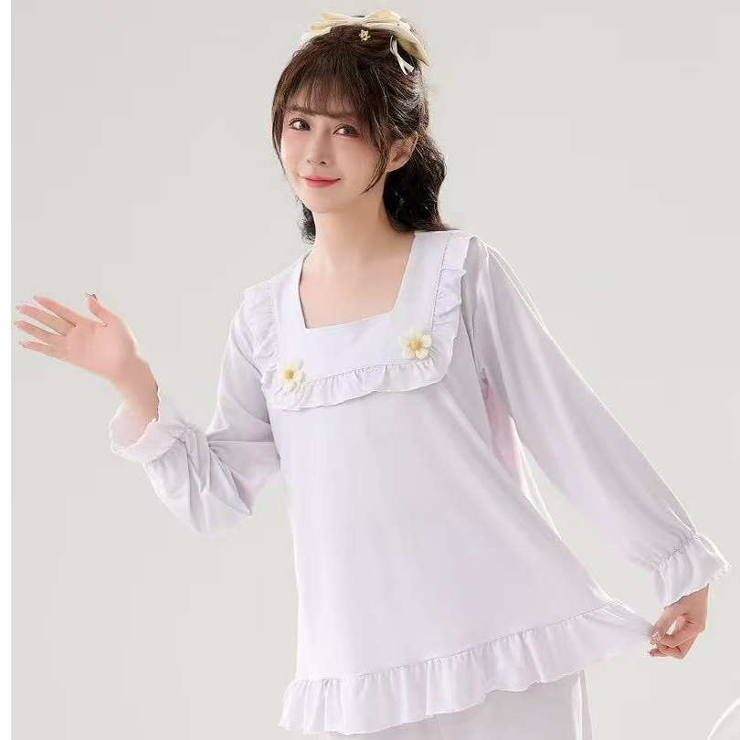 2025新款莫代尔加棉女长袖睡衣套装四季家居服