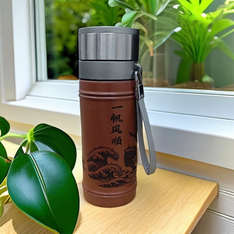 『一帆风顺』 杯载吉祥  双层车载便携杯 ～宜兴紫砂