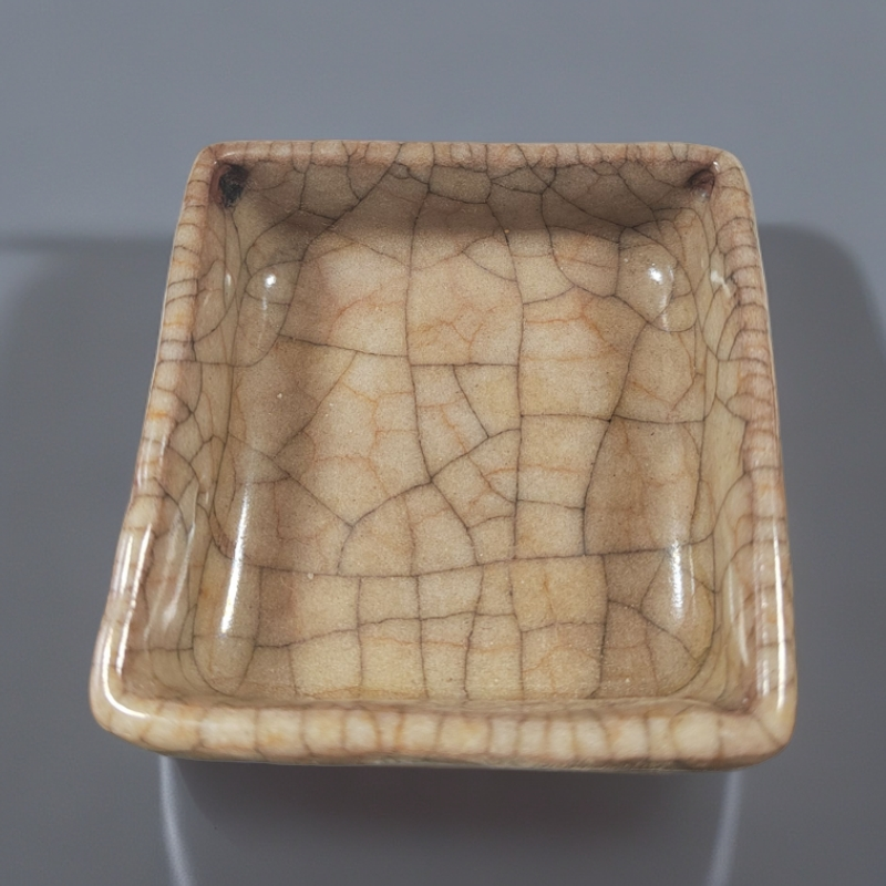陶瓷哥釉开片四方文房洗