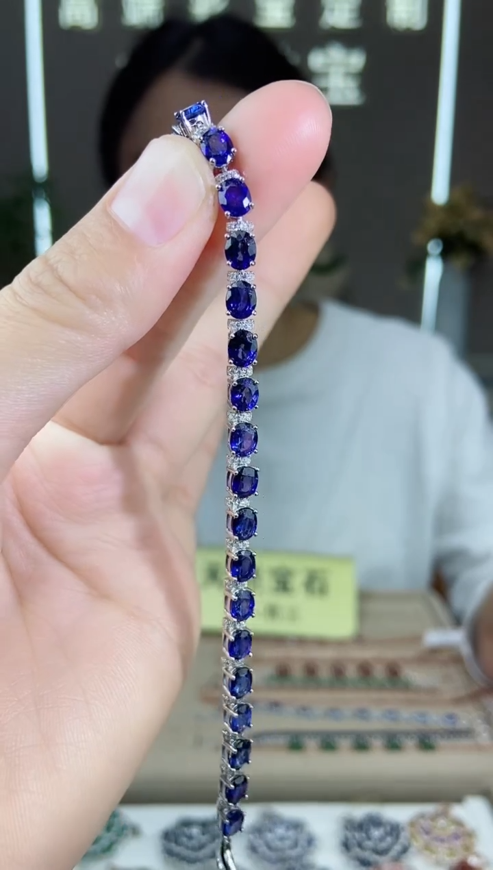 【闪购商品】蓝宝石手链银S925镶嵌手链