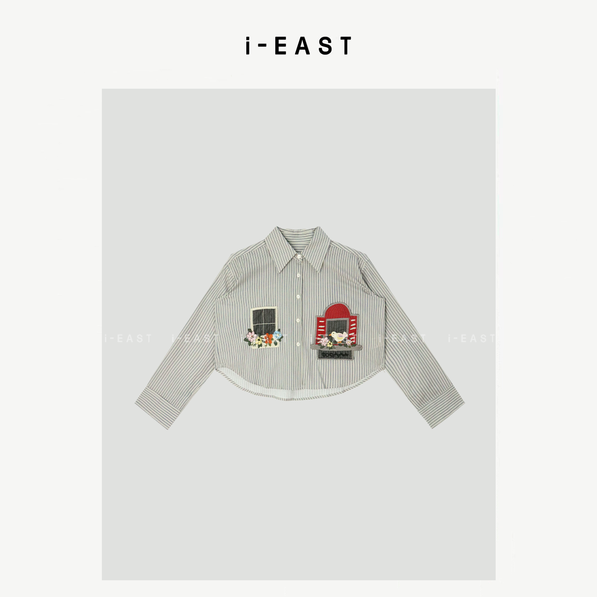 i-EAST QQ 小岛微风~鹦鹉小鸟图案潮流不规格上衣-5C SY8388