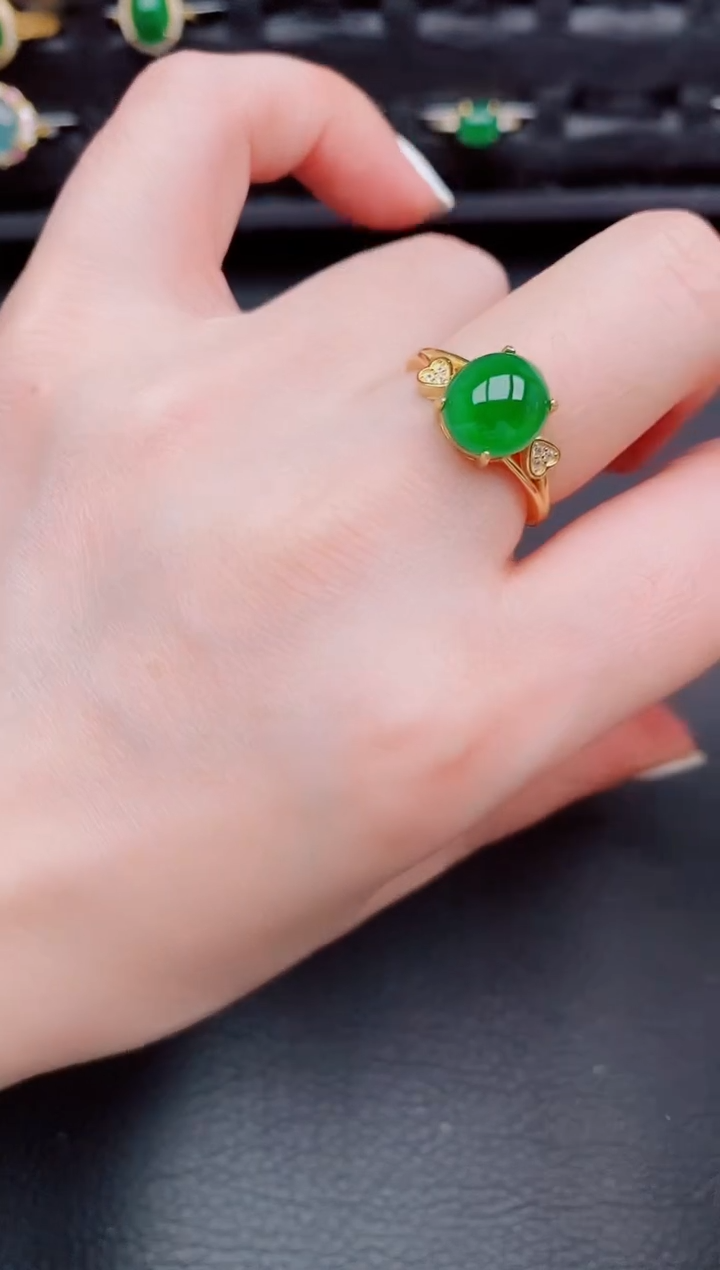 【闪购商品】翡翠戒指银S925镶嵌天然a货翡翠272