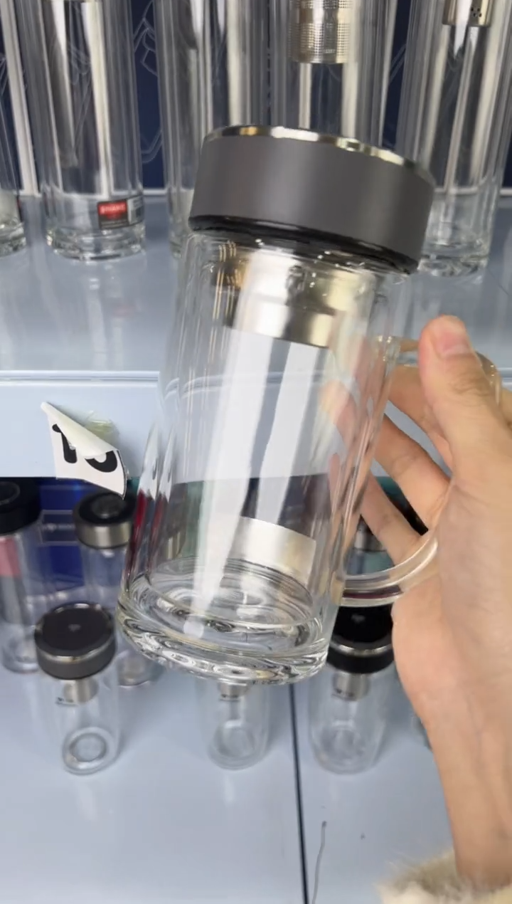 【闪购商品】双层把手高档380ml高硼硅茶杯