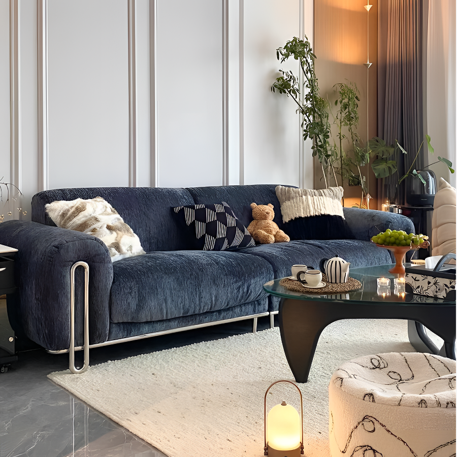 法式复古吟风沙发雪尼尔绒小户型客厅中古风直排布艺沙发