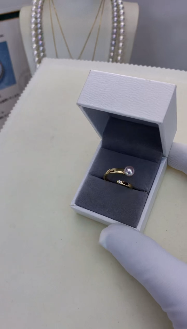 银S925镶嵌海水珍珠饰品设计款戒指