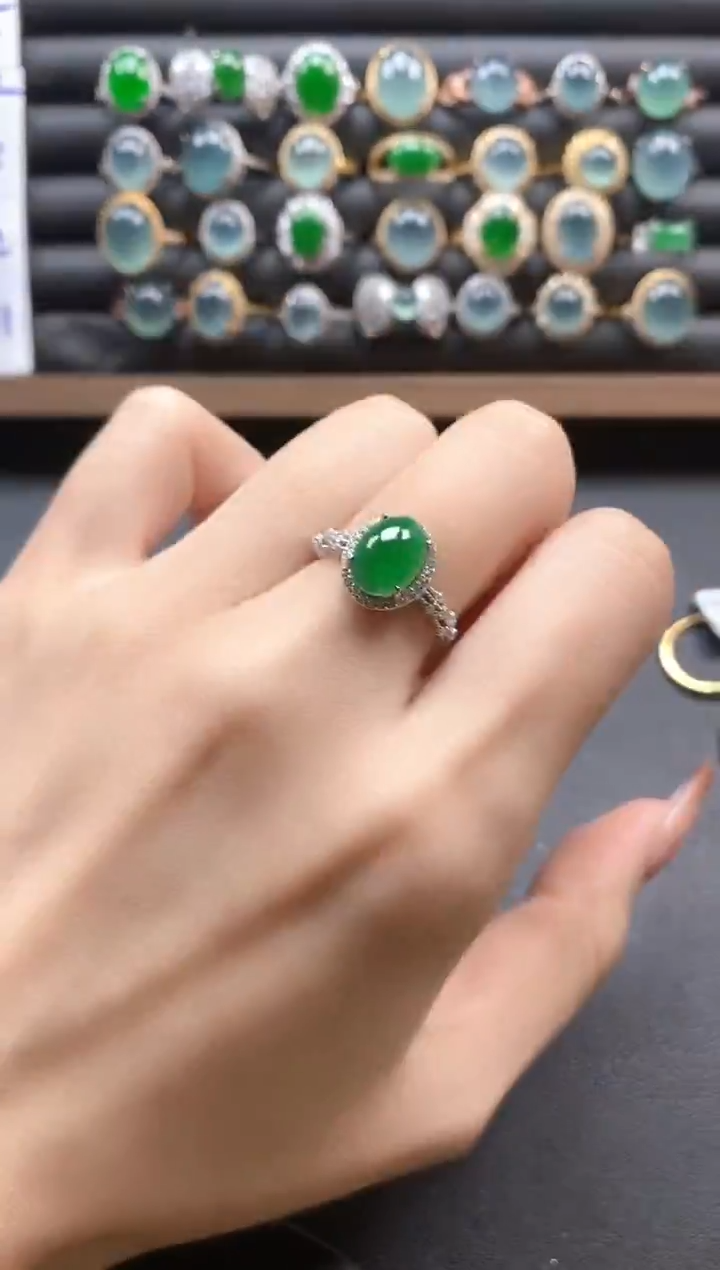 银S925镶嵌戒指翡翠51151
