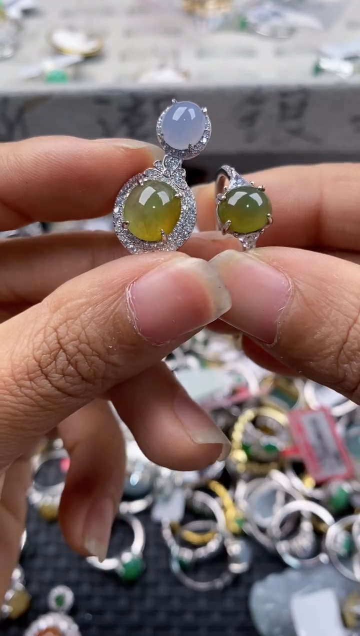 银S925镶嵌戒指翡翠11---3