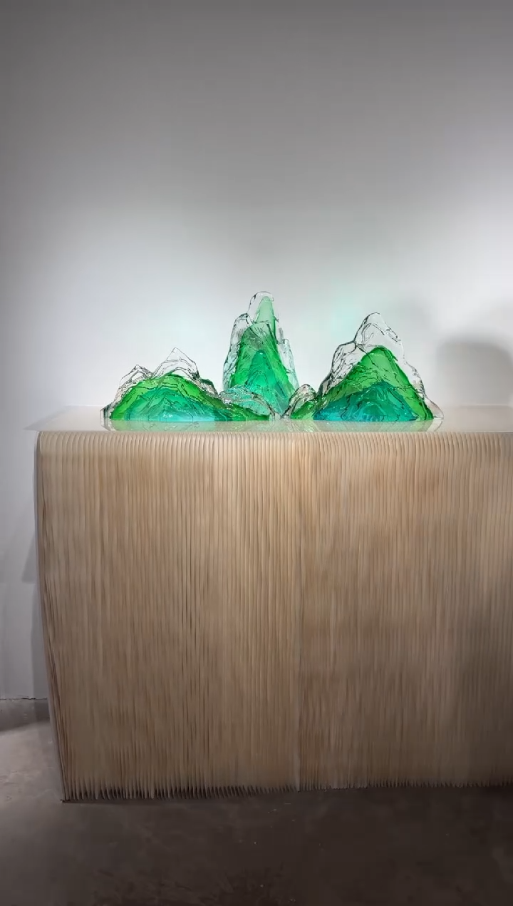 摆件璨石美学翡翠山一组艺术摆件