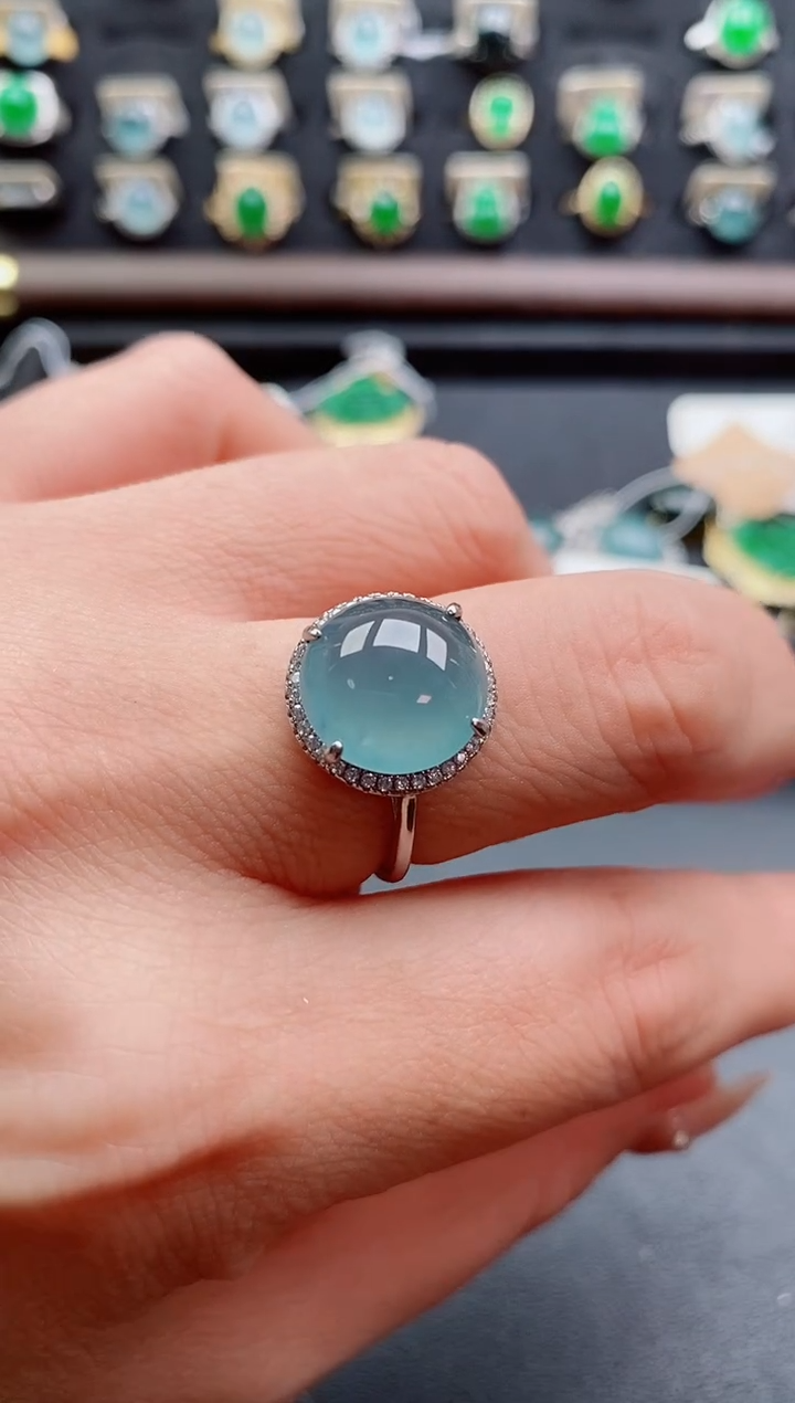 银S925镶嵌戒指翡翠1