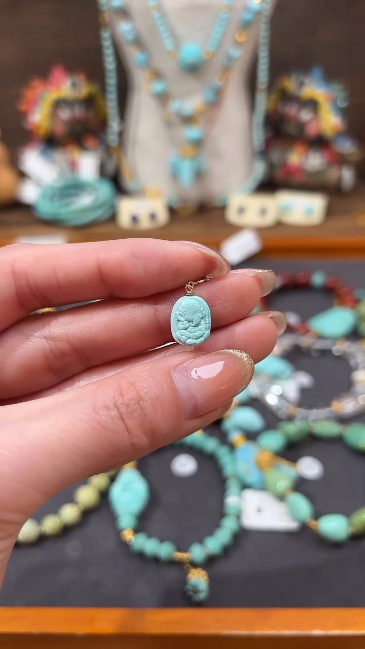 【闪购商品】绿松石18K金镶嵌提溜绿松石提溜