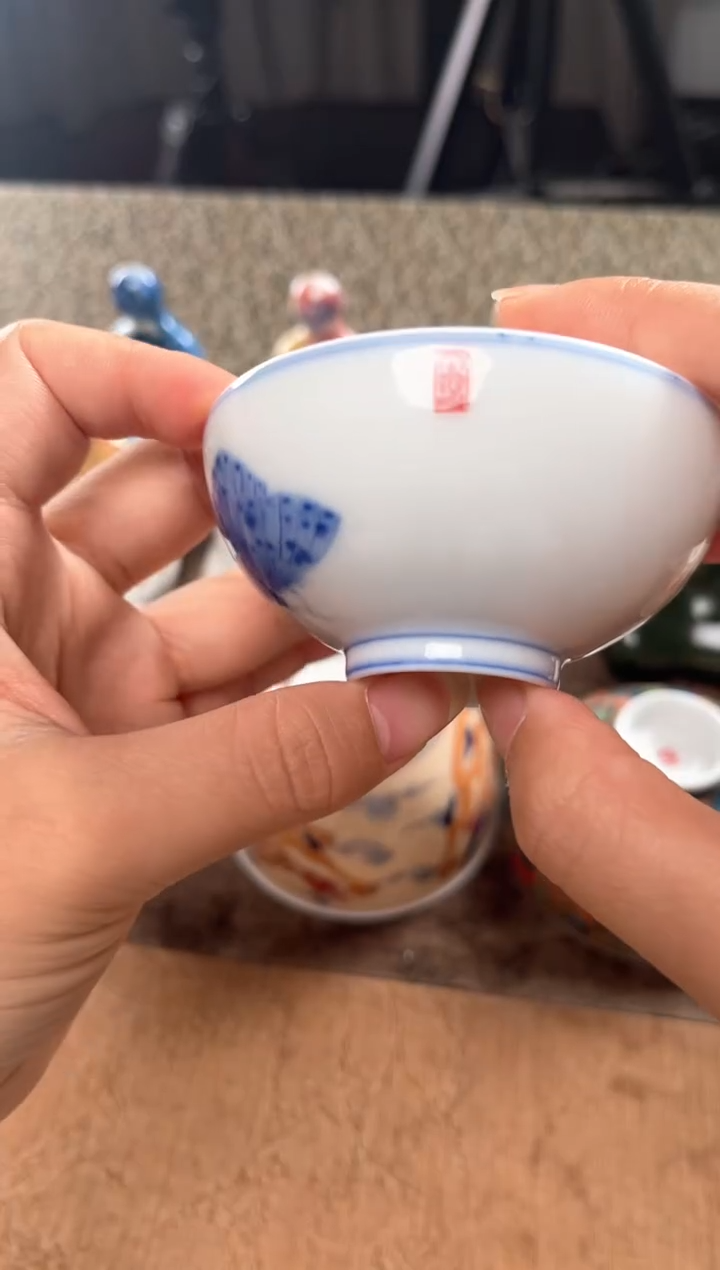 景德镇文祥窑手工釉下彩陶瓷单杯