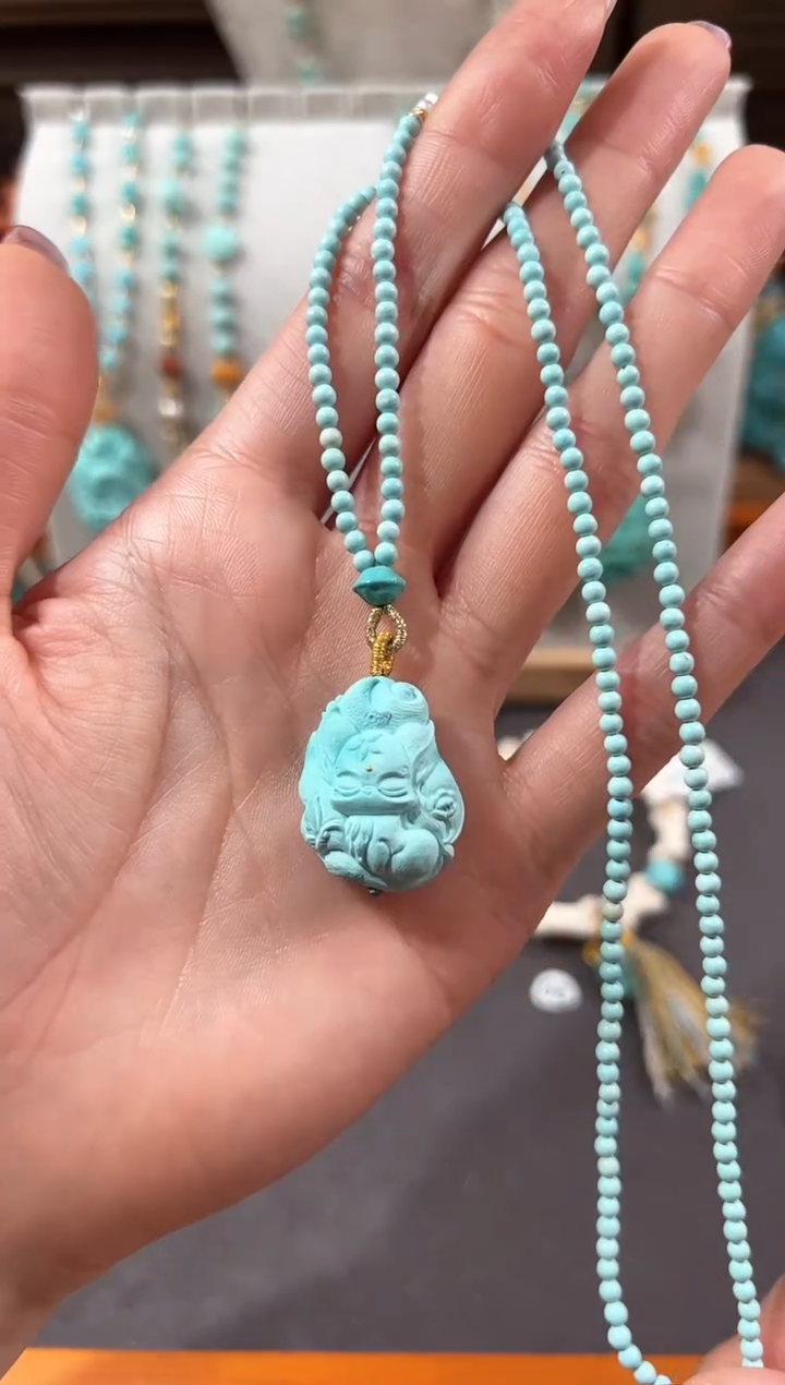 【闪购商品】绿松石颈饰18K金镶嵌绿松石项链