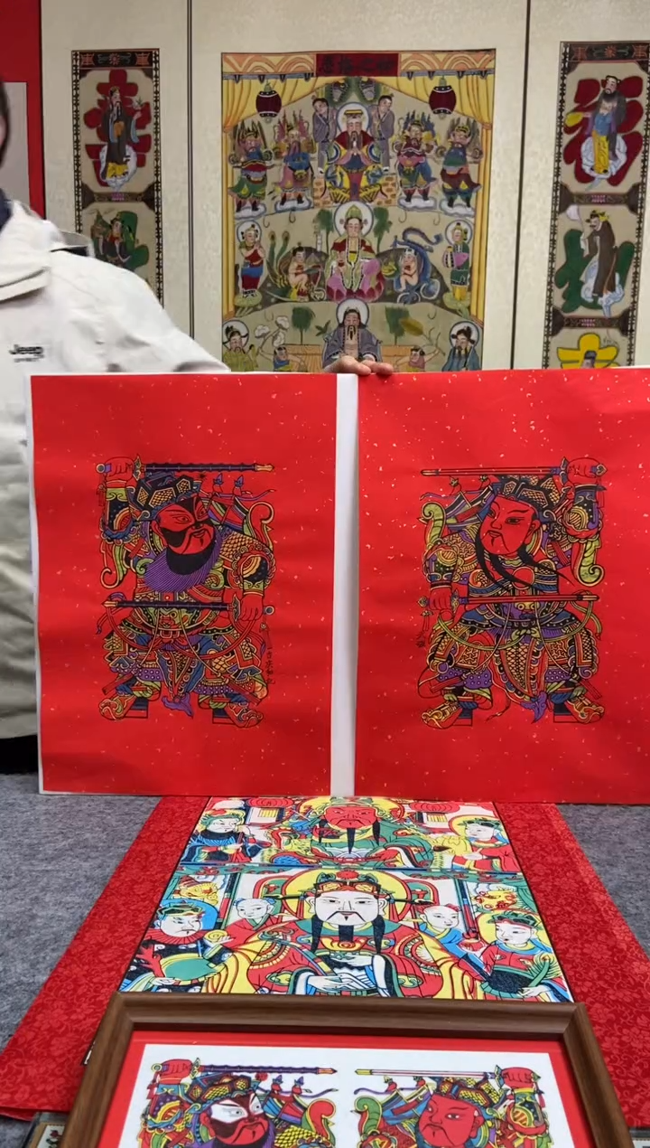 L****e画心红底秦叔宝尉迟恭手工制作精品