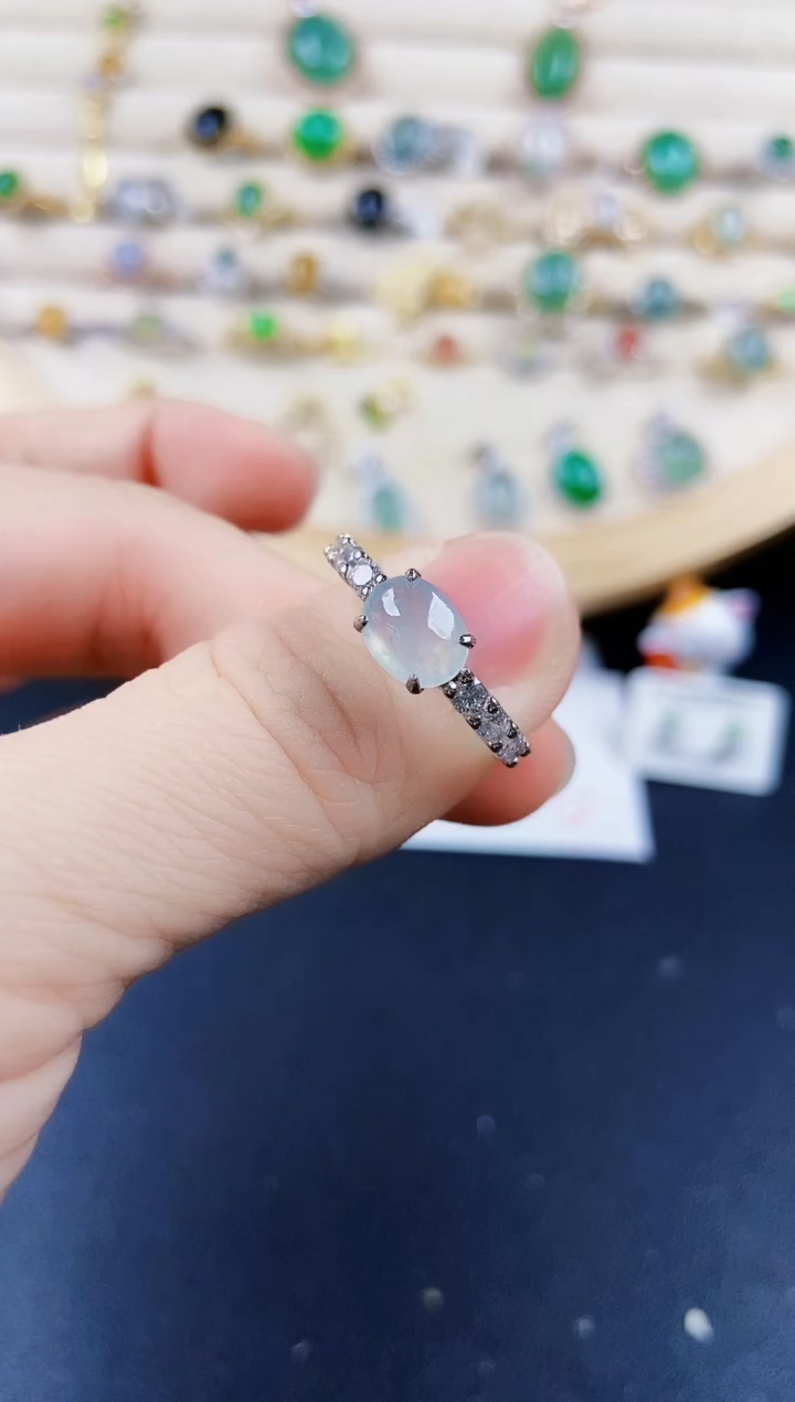 翡翠戒指银S925镶嵌645899