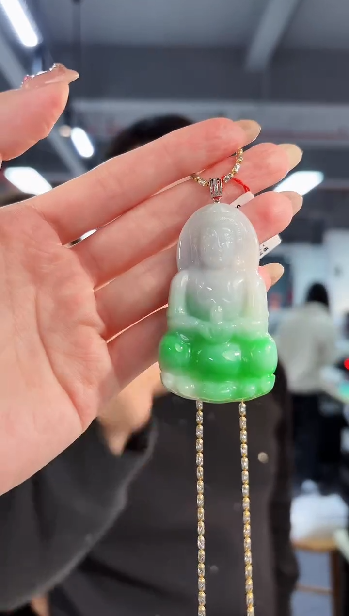 【闪购商品】翡翠吊坠(不含链)18K金镶嵌 缅料A货/支持复检/一件